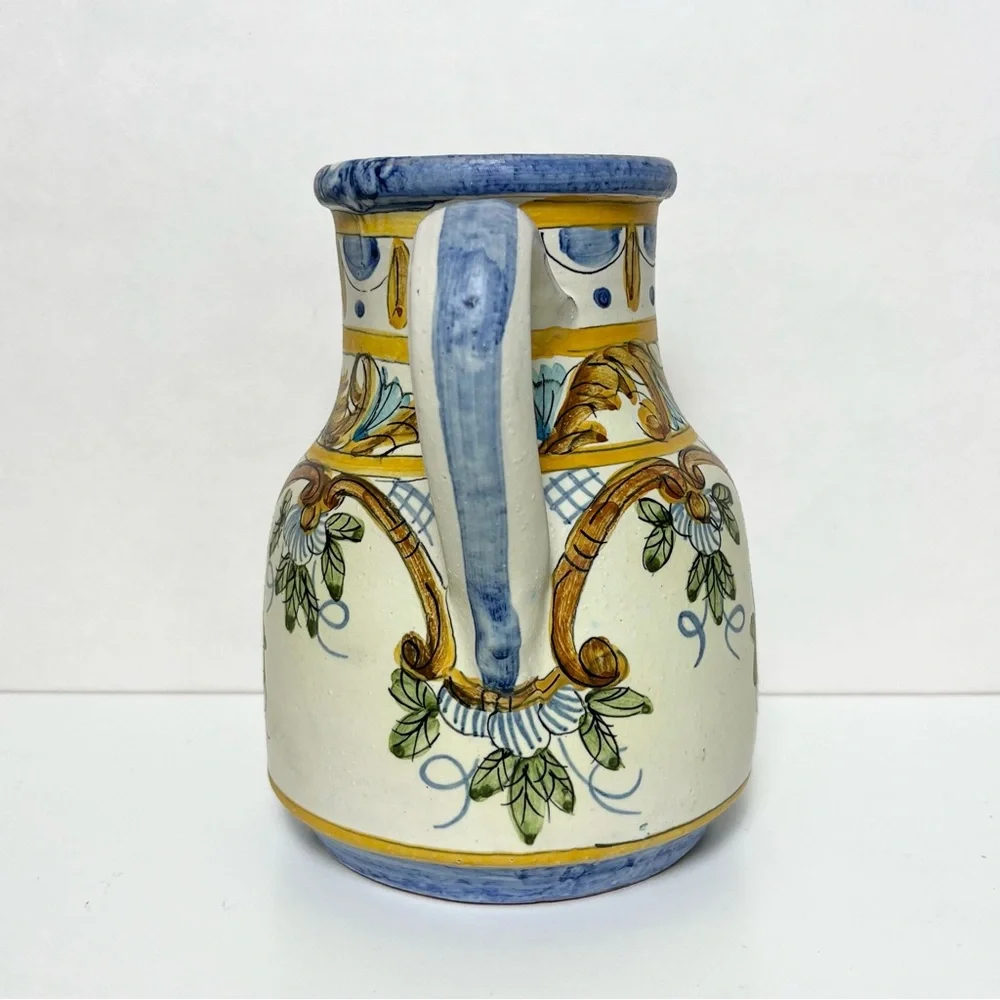 Vintage Handpainted Pottery Pitcher Jug Olaria De Almancil Algarve Portugal